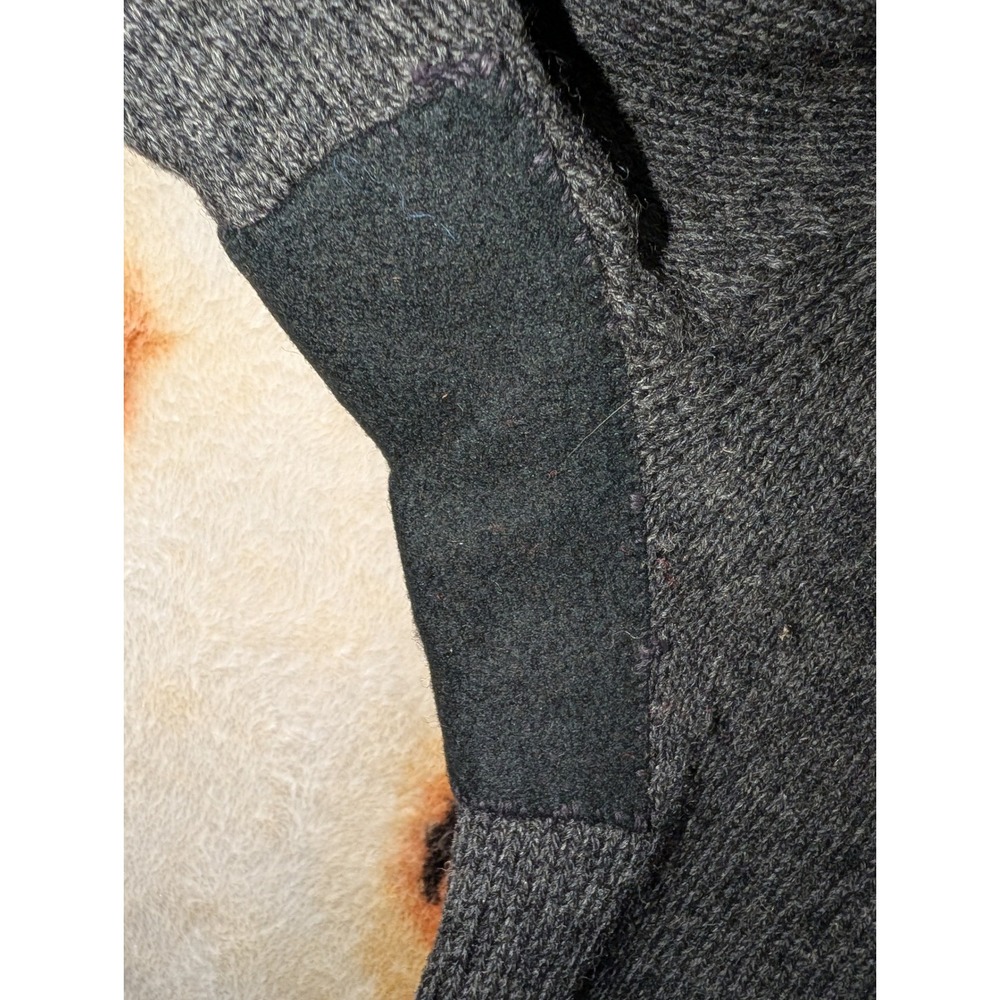 L.L. Bean Sweater Mens Medium Gray Shetland Wool Elbow Patch Crewneck Pullover - Picture 7 of 10
